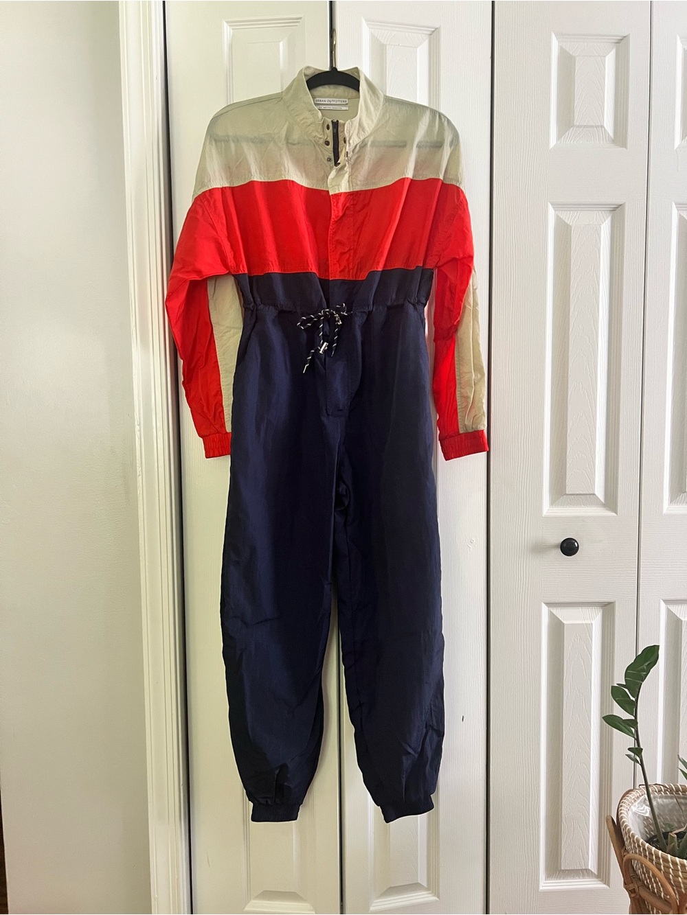Urban Outfitters Red Navy Cream Colorblock Jumpsuit